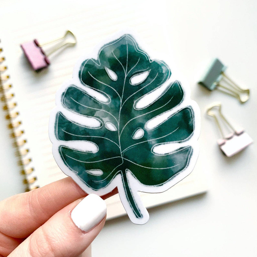 Watercolor Monstera Sticker 3x3in.